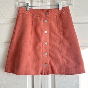 H&M Divided Terracotta Button-Front A-Line Mini Skirt Size 2 Casual Girlie Teens